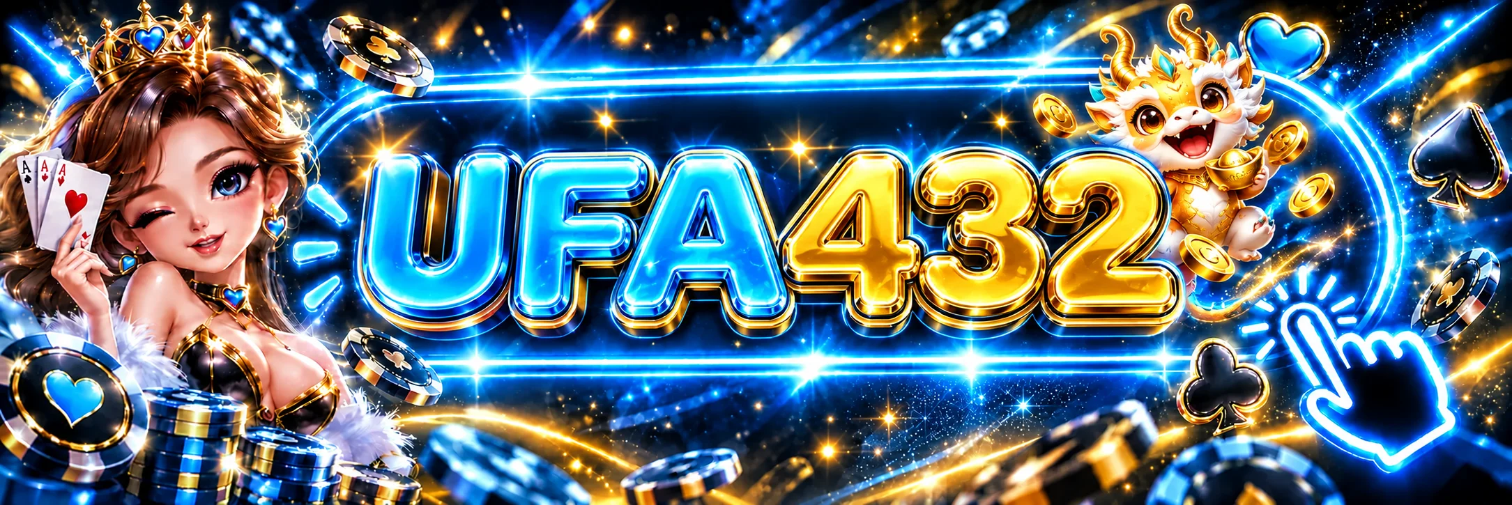 ufa432 ทางเข้าใหม่ ป้าย UFA432 โทนคาสิโนฟ้าและทอง